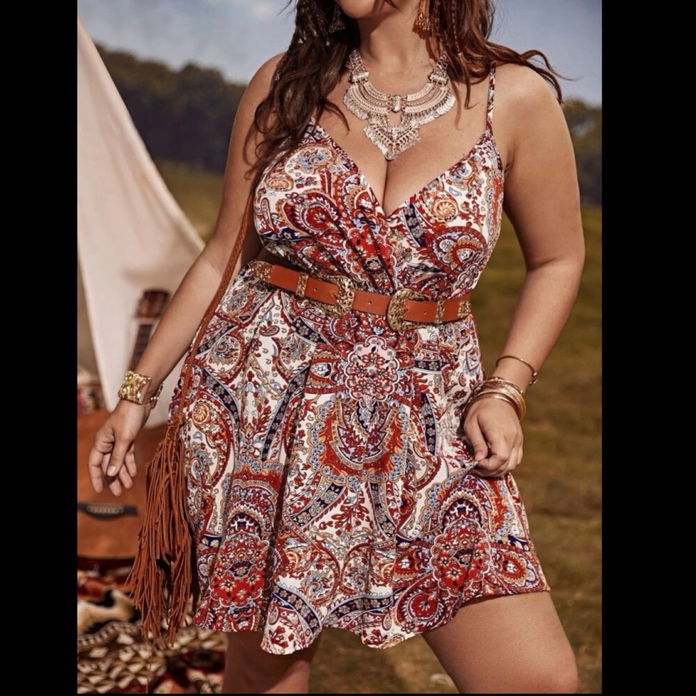 Paisley Print Cami Dress (without belt)